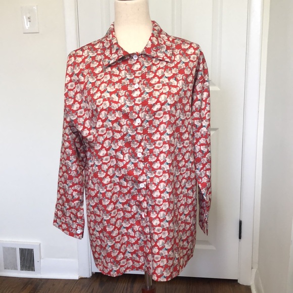 RIHOAS Womens Buttoned Down Long Sleeves Print Blouse - Size Medium - Picture 1 of 7